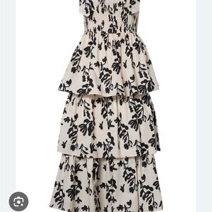 Skies Are Blue Black and Cream Floral Midi Dress